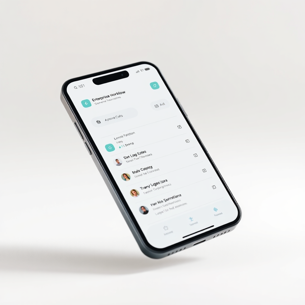Mobile workflow app mockup on smartphone